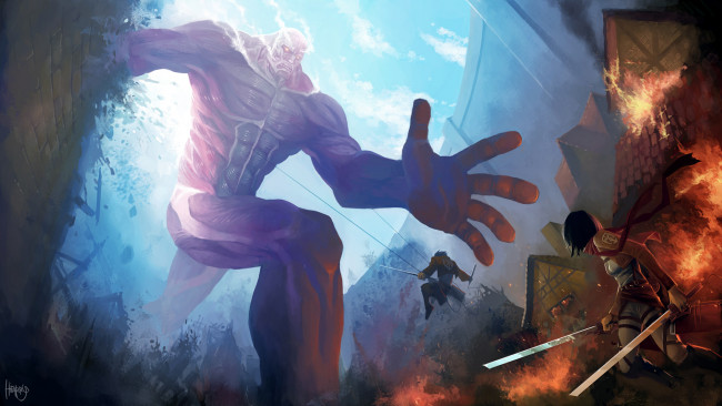 Обои картинки фото аниме, shingeki no kyojin, титан