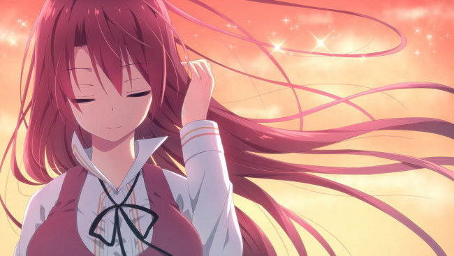 Обои картинки фото аниме, unknown,  другое, фон, взгляд, девушка