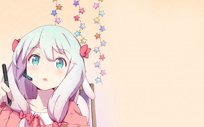 Обои картинки фото аниме, eromanga-sensei, девушка, взгляд, фон