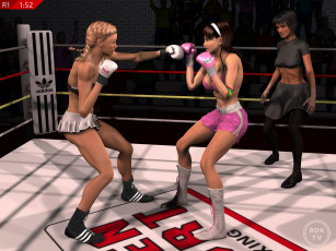 Картинка 3д+графика спорт+ sport девушки бокс ринг фон взгляд