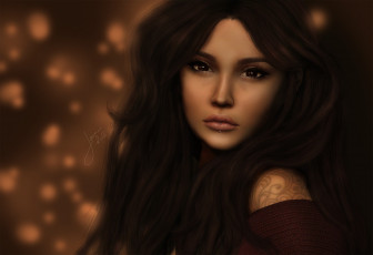 Картинка 3д+графика портрет+ portraits лицо настроение девушка брюнетка