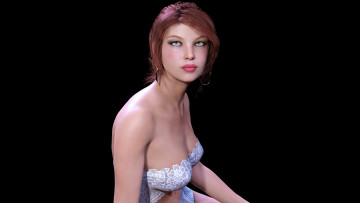 Картинка 3д+графика люди+ people девушка взгляд фон