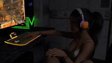 Картинка 3д+графика люди+ people девушка взгляд фон