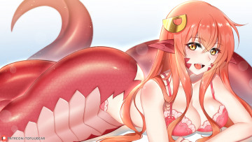 Картинка аниме monster+musume+no+iru+nichijou фон взгляд девушка