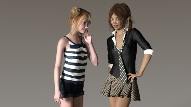 Обои картинки фото 3д графика, люди , people, взгляд, девушки, фон