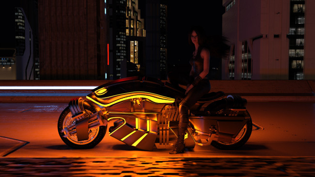 Обои картинки фото 3д графика, люди-авто, мото , people- car ,  moto, фон, взгляд, девушка
