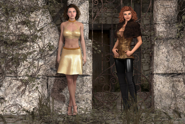 Обои картинки фото 3д графика, люди , people, девушки, взгляд, фон