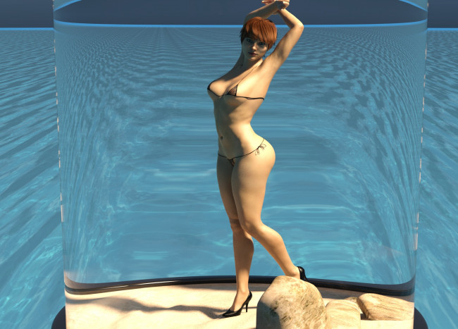 Обои картинки фото 3д графика, люди , people, взгляд, девушка, фон