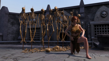 Картинка 3д+графика ужас+ horror фон взгляд девушка