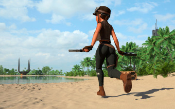 Картинка 3д+графика мультфильмы+и+в+игры фон взгляд девушка