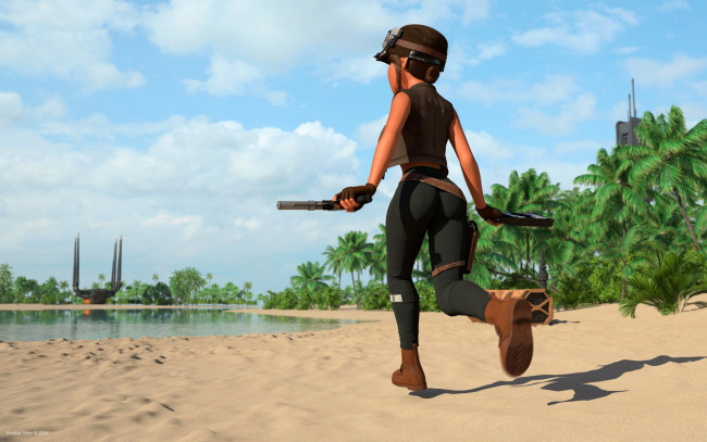 Обои картинки фото 3д графика, мультфильмы и в игры, фон, взгляд, девушка