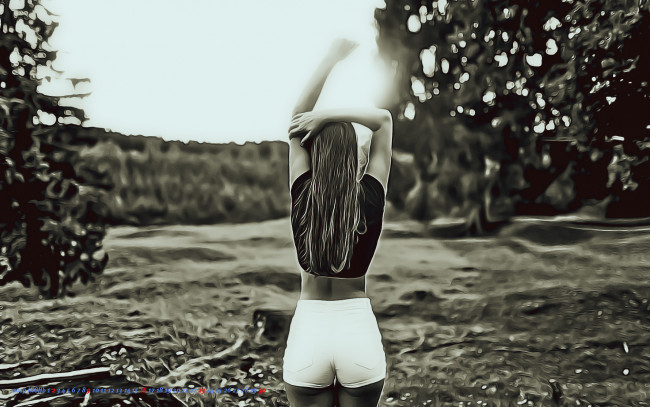 Обои картинки фото календари, компьютерный дизайн, шорты, девушка, флора, растение, природа