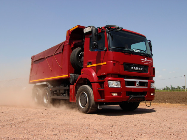 Обои картинки фото камаз, автомобили, автомобиль, грузовой, самосвал, красный