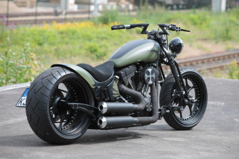 Картинка харлей мотоциклы harley-davidson мотоцикл байк чёрно-зелёный thunderbike customs