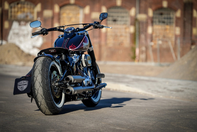 Обои картинки фото харлей, мотоциклы, harley-davidson, мотоцикл, байк, чёрный, thunderbike, customs