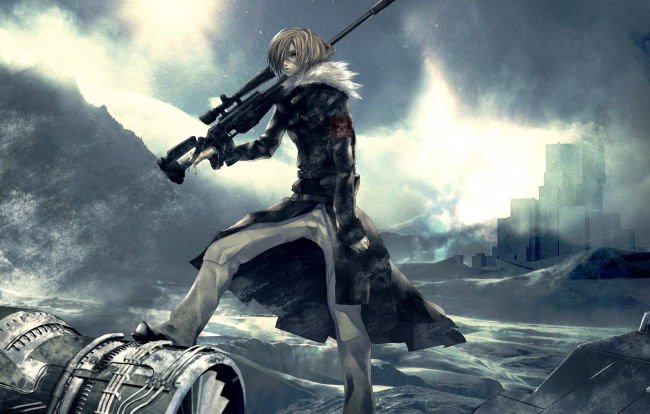 Обои картинки фото аниме, weapon, blood, technology