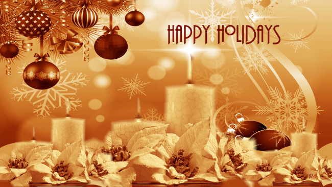 Обои картинки фото праздничные, векторная, графика, новый, год, свеча, шары