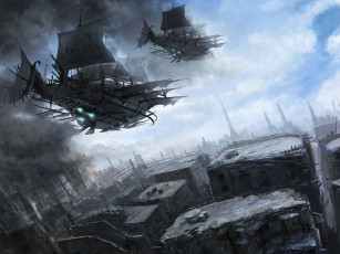 Картинка фэнтези космические корабли звездолеты станции полет