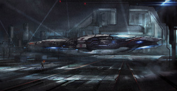 Картинка фэнтези космические корабли звездолеты станции дождь