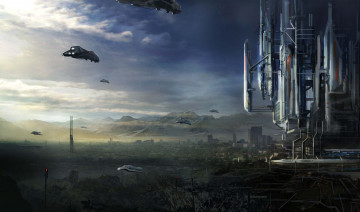 Картинка фэнтези космические корабли звездолеты станции станция