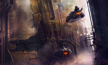 Картинка фэнтези космические корабли звездолеты станции полет