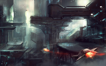 Картинка фэнтези космические корабли звездолеты станции полет