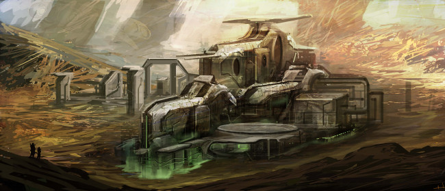 Обои картинки фото фэнтези, космические, корабли, звездолеты, станции, площадка