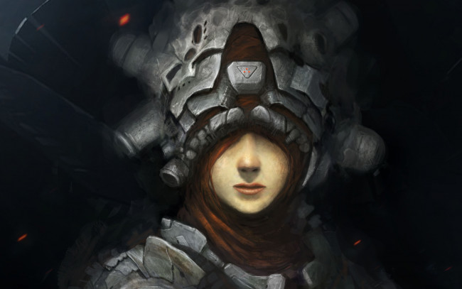 Обои картинки фото фэнтези, девушки, шлем