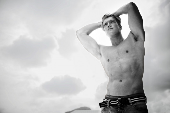 Обои картинки фото мужчины, unsort, торс, чёрно-белое