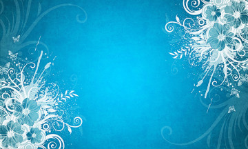 Картинка векторная+графика цветы бабочки голубой фон