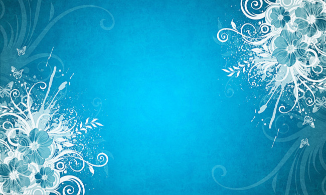 Обои картинки фото векторная графика, цветы, бабочки, голубой, фон