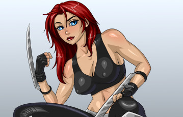 Картинка рисованное люди девушка оружие фон взгляд