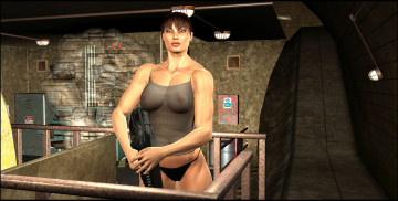 Картинка 3д+графика фантазия+ fantasy девушка взгляд фон оружие