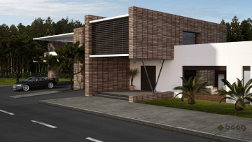 Картинка 3д+графика архитектура+ architecture деревья автомобиль дом