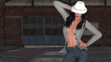 Картинка 3д+графика люди+ people шляпа фон взгляд девушка