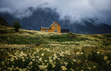 Картинка yellow+house города -+пейзажи горы шале луг