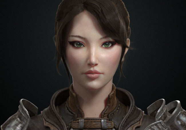 Обои картинки фото 3д графика, люди , people, лицо, глаза, взгляд, азиатка