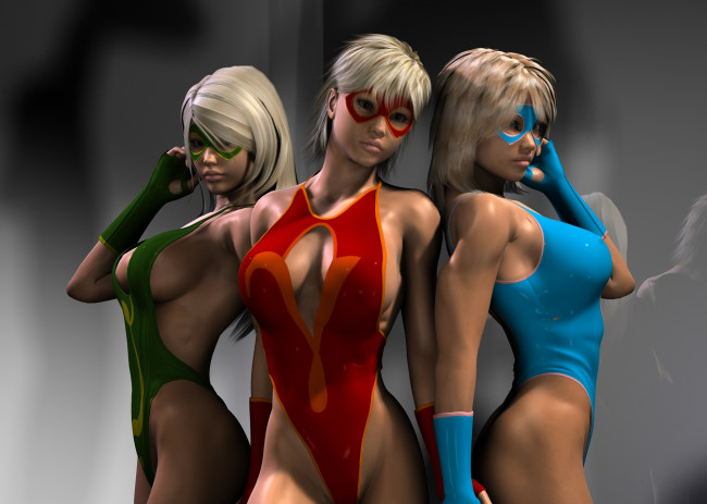 Обои картинки фото 3д графика, люди , people, фон, взгляд, девушки, маски