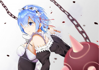 Картинка аниме re +zero+kara+hajimeru+isekai+seikatsu девушка взгляд фон