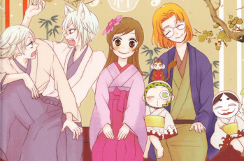 Картинка аниме kamisama+hajimemashita демон-лис kotetsu kamisama hajimemashita nanami momozono tomoe onikiri mizuki mikage ушки julietta suzuki art очки кимоно улыбка