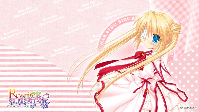 Обои картинки фото аниме, rewrite, девушка, взгляд, фон