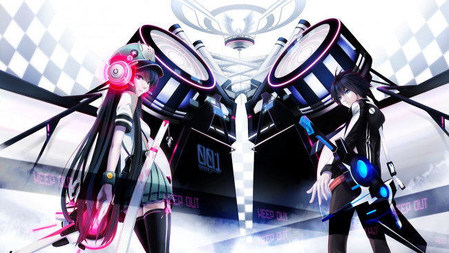 Обои картинки фото аниме, unknown,  другое, фон, девушки, взгляд