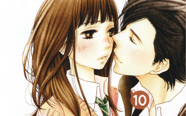 Обои картинки фото аниме, say i love you, yamato, kurosawa, mei, tachibana, пара, румянец, галстук, любовь, школьники