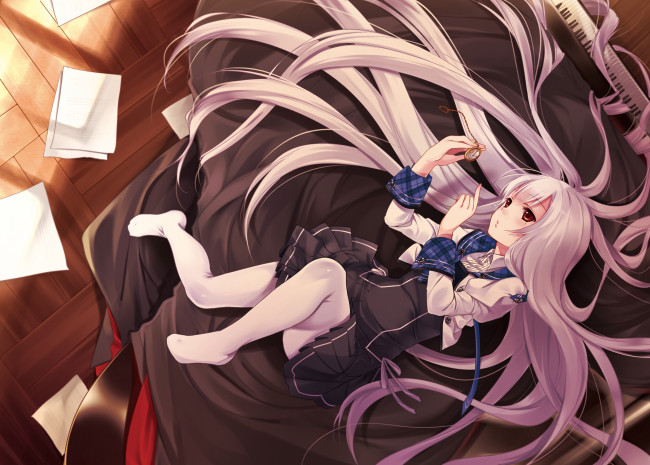 Обои картинки фото аниме, unknown,  другое, фон, девушка, взгляд