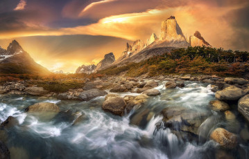 Картинка природа восходы закаты водопад