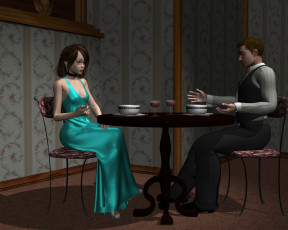 Картинка 3д+графика люди+ people девушка взгляд фон