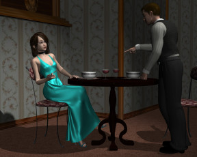 Картинка 3д+графика люди+ people девушка взгляд фон