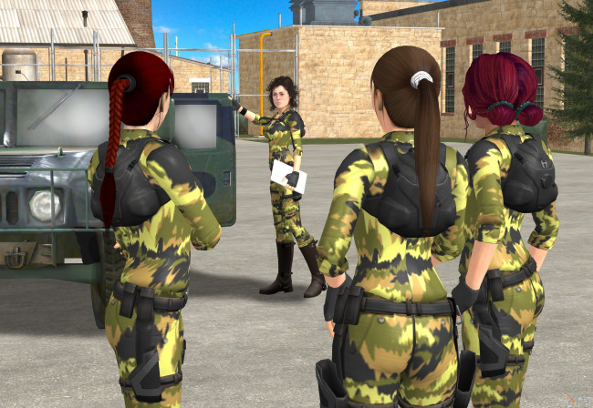 Обои картинки фото 3д графика, армия , military, фон, взгляд, девушки