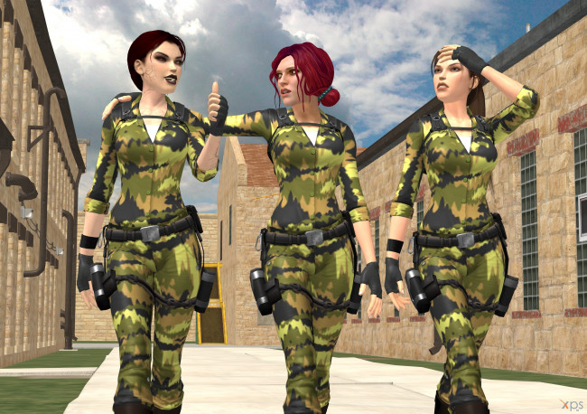 Обои картинки фото 3д графика, армия , military, фон, взгляд, девушки