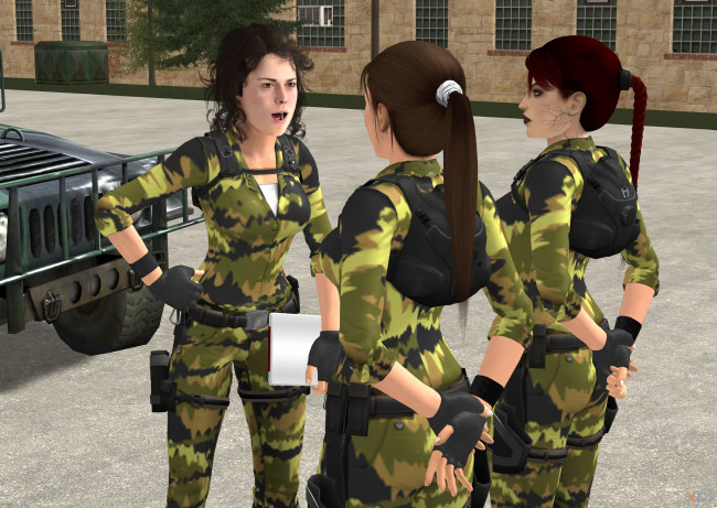 Обои картинки фото 3д графика, армия , military, фон, взгляд, девушки